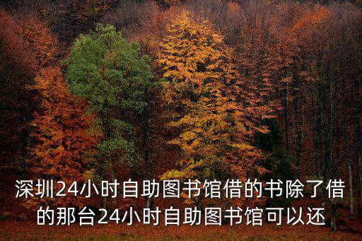 深圳24小時自助圖書館借的書除了借的那臺24小時自助圖書館可以還
