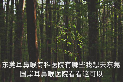 東莞耳鼻喉專科醫(yī)院有哪些我想去東莞國岸耳鼻喉醫(yī)院看看這可以
