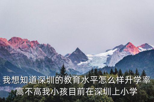 我想知道深圳的教育水平怎么樣升學率高不高我小孩目前在深圳上小學