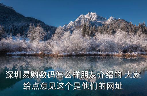 深圳易購數碼怎么樣朋友介紹的 大家給點意見這個是他們的網址