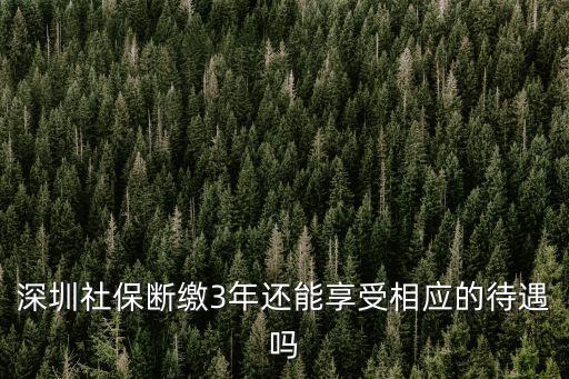 深圳社保斷繳3年還能享受相應(yīng)的待遇嗎
