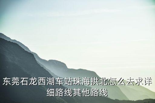 東莞石龍西湖車站珠海拱北怎么去求詳細路線其他路線