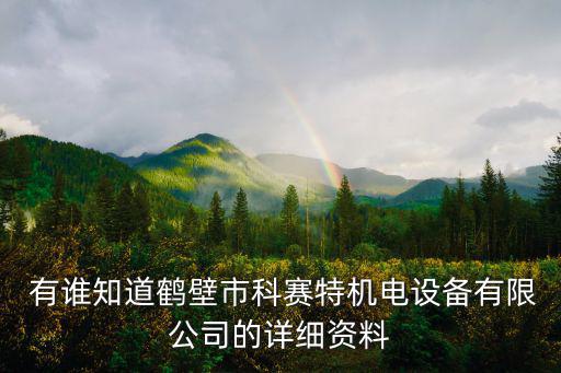  有誰(shuí)知道鶴壁市科賽特機(jī)電設(shè)備有限公司的詳細(xì)資料