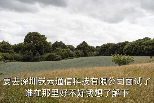 要去深圳嵌云通信科技有限公司面試了誰在那里好不好我想了解下