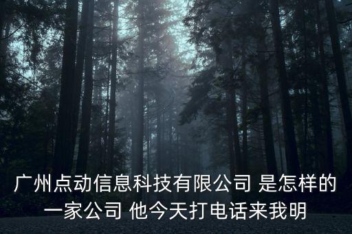 廣州點動信息科技有限公司 是怎樣的一家公司 他今天打電話來我明