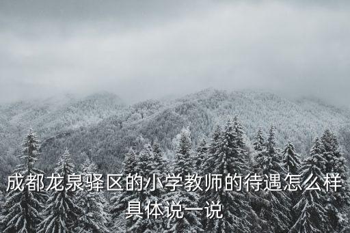 成都龍泉驛區的小學教師的待遇怎么樣具體說一說