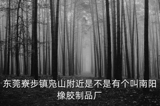 東莞寮步鎮鳧山附近是不是有個叫南陽橡膠制品廠