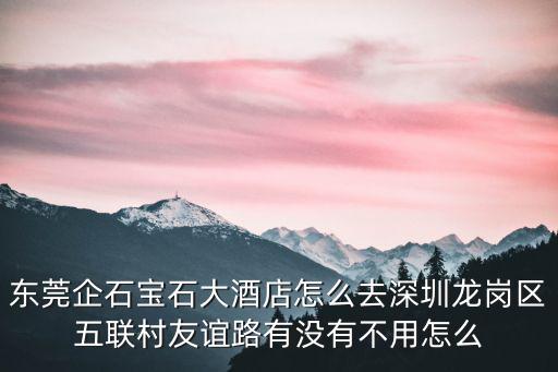 東莞企石寶石大酒店怎么去深圳龍崗區(qū)五聯(lián)村友誼路有沒(méi)有不用怎么