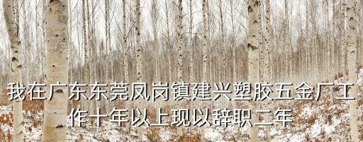 我在廣東東莞鳳崗鎮建興塑膠五金廠工作十年以上現以辭職二年