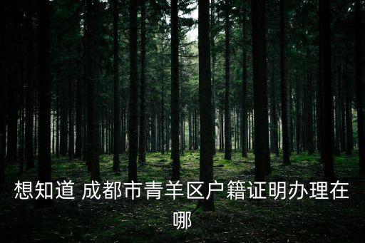 想知道 成都市青羊區戶籍證明辦理在哪