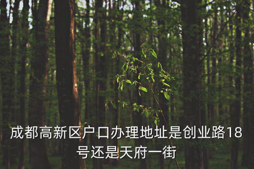 成都高新區(qū)戶口辦理地址是創(chuàng)業(yè)路18號(hào)還是天府一街