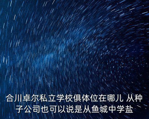 重慶市合川區(qū)魚城精制茶廠，合川卓爾私立學校俱體位在哪兒 從種子公司也可以說是從魚城中學鹽