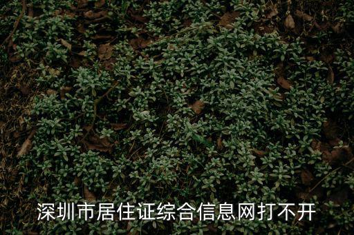深圳市居住證綜合信息網打不開