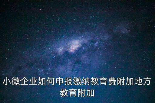 小微企業(yè)如何申報(bào)繳納教育費(fèi)附加地方教育附加
