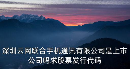 深圳云網(wǎng)聯(lián)合手機通訊有限公司是上市公司嗎求股票發(fā)行代碼