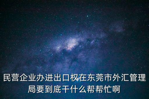 民營企業辦進出口權在東莞市外匯管理局要到底干什么幫幫忙啊