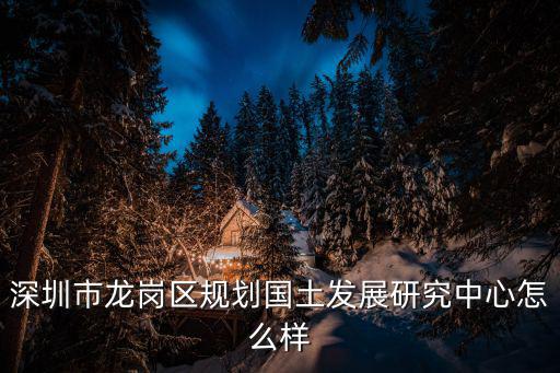 深圳市龍崗區(qū)規(guī)劃國(guó)土發(fā)展研究中心怎么樣