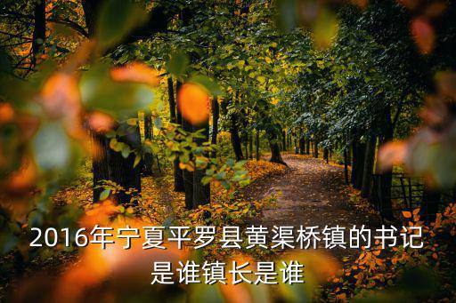 2016年寧夏平羅縣黃渠橋鎮的書記是誰鎮長是誰