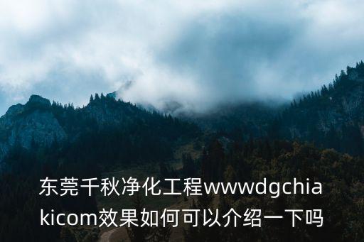東莞千秋凈化工程wwwdgchiakicom效果如何可以介紹一下嗎
