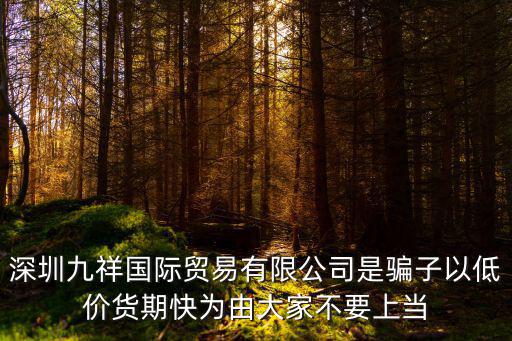 深圳九祥國際貿易有限公司是騙子以低價貨期快為由大家不要上當