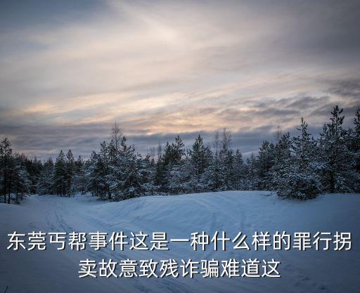 東莞丐幫事件這是一種什么樣的罪行拐賣故意致殘詐騙難道這