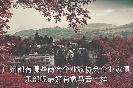 廣州都有哪些商會企業家協會企業家俱樂部呢最好有象馬云一樣