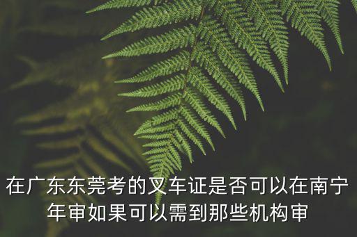 在廣東東莞考的叉車證是否可以在南寧年審如果可以需到那些機構審