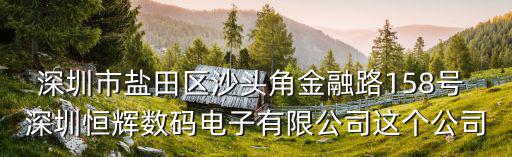 深圳市鹽田區沙頭角金融路158號 深圳恒輝數碼電子有限公司這個公司