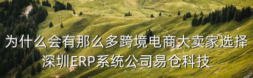 為什么會有那么多跨境電商大賣家選擇深圳ERP系統公司易倉科技