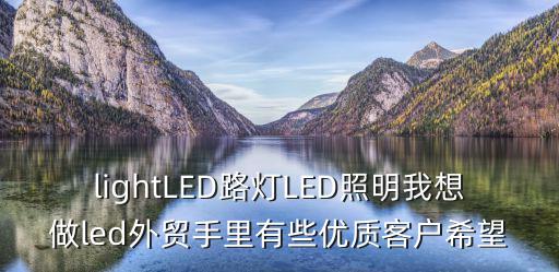 lightLED路燈LED照明我想做led外貿手里有些優質客戶希望