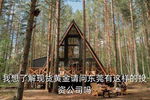 我想了解現貨黃金請問東莞有這樣的投資公司嗎