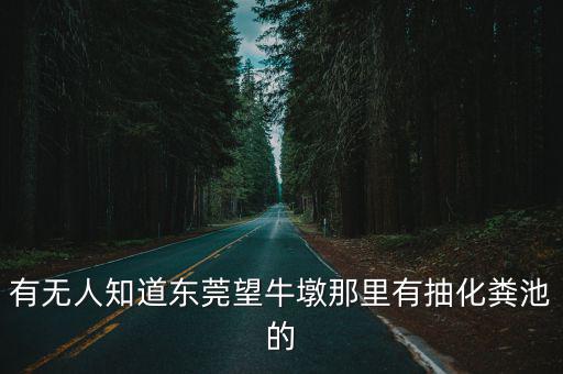 有無人知道東莞望牛墩那里有抽化糞池的