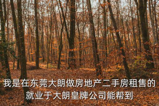 我是在東莞大朗做房地產二手房租售的就業于大朗皇牌公司能幫到