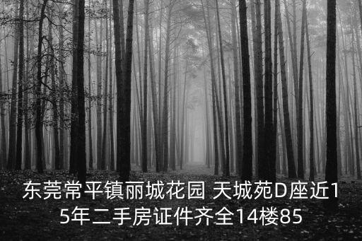 東莞常平鎮(zhèn)麗城花園 天城苑D座近15年二手房證件齊全14樓85
