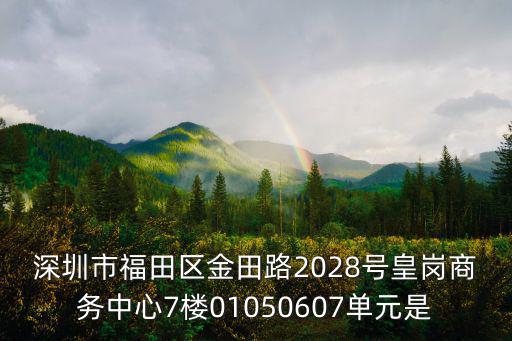 深圳市福田區(qū)金田路2028號皇崗商務中心7樓01050607單元是