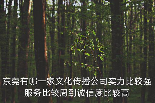 東莞有哪一家文化傳播公司實力比較強服務比較周到誠信度比較高