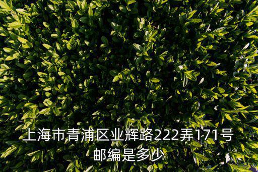 上海市青浦區業輝路222弄171號郵編是多少
