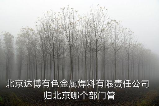 北京達博有色金屬焊料有限責任公司 歸北京哪個部門管