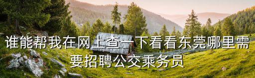 誰能幫我在網(wǎng)上查一下看看東莞哪里需要招聘公交乘務(wù)員