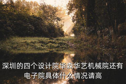 深圳市機械建筑設計院，深圳的四個設計院華森華藝機械院還有電子院具體什么情況請高
