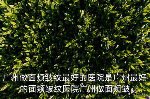 廣州做面頰皺紋最好的醫院是廣州最好的面頰皺紋醫院廣州做面頰皺