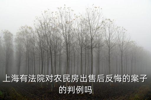 上海有法院對(duì)農(nóng)民房出售后反悔的案子的判例嗎