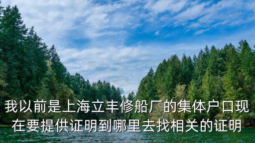 我以前是上海立豐修船廠的集體戶口現在要提供證明到哪里去找相關的證明