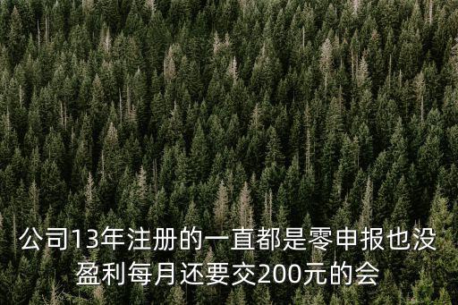 公司13年注冊的一直都是零申報也沒盈利每月還要交200元的會