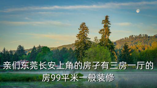 親們東莞長安上角的房孑有三房一廳的房99平米一般裝修