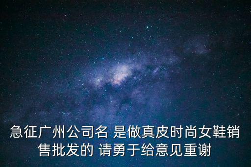 急征廣州公司名 是做真皮時尚女鞋銷售批發(fā)的 請勇于給意見重謝
