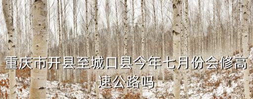 重慶市開縣至城口縣今年七月份會(huì)修高速公路嗎
