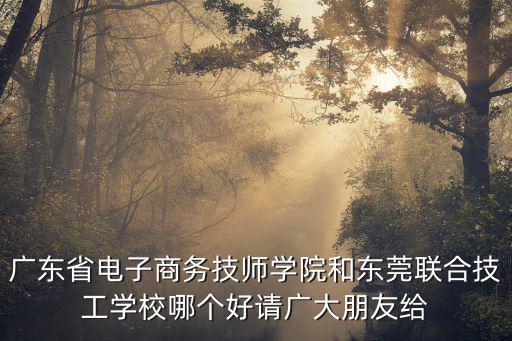 廣東省電子商務技師學院和東莞聯合技工學校哪個好請廣大朋友給
