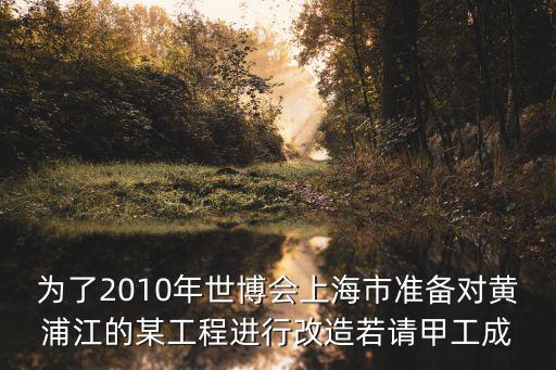 為了2010年世博會上海市準備對黃浦江的某工程進行改造若請甲工成