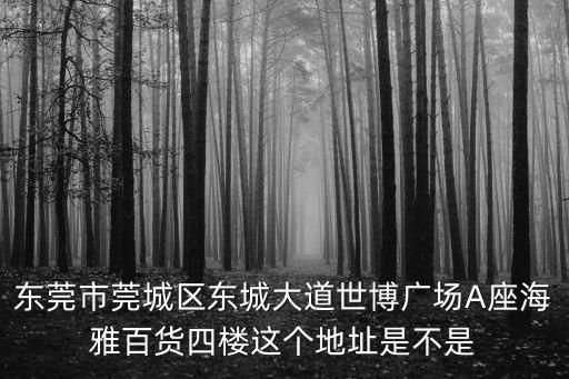 東莞市莞城區東城大道世博廣場A座海雅百貨四樓這個地址是不是